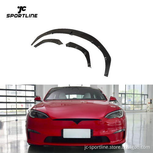 Carbon Fiber Front Bumper Lip Splitter Chin for Tesla Model S Plaid 2021-2023